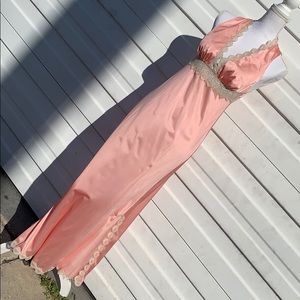 Long vintage maxi length peach nightgown with lace